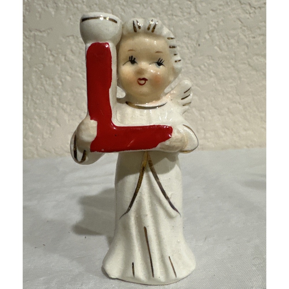 Relco Japan Ceramic Piece NOEL Angel   Candle Holders Christmas (L Only)